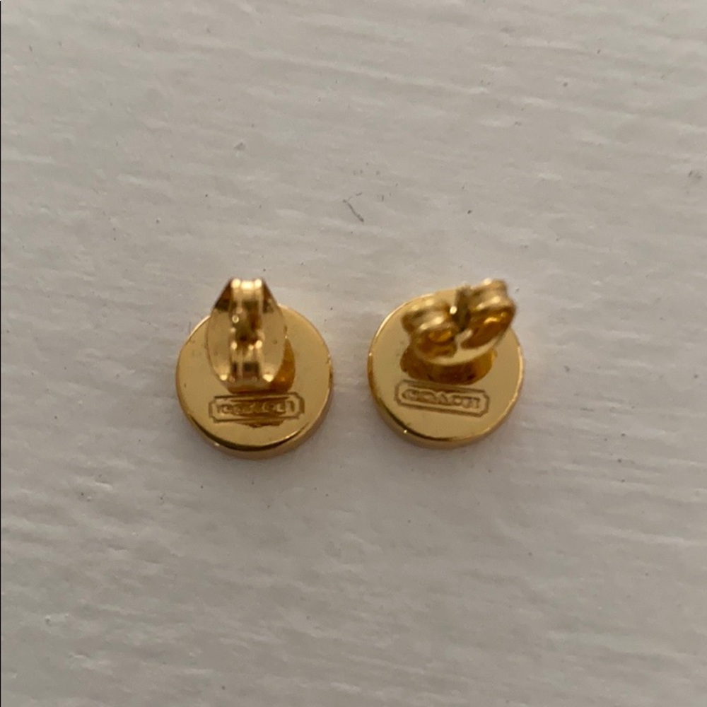 Coach Navy, White and Gold Earrings - Picture 2 of 5